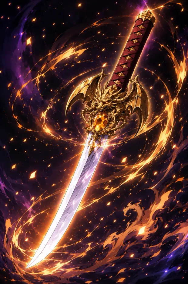 A katana manifesting out of cosmic light